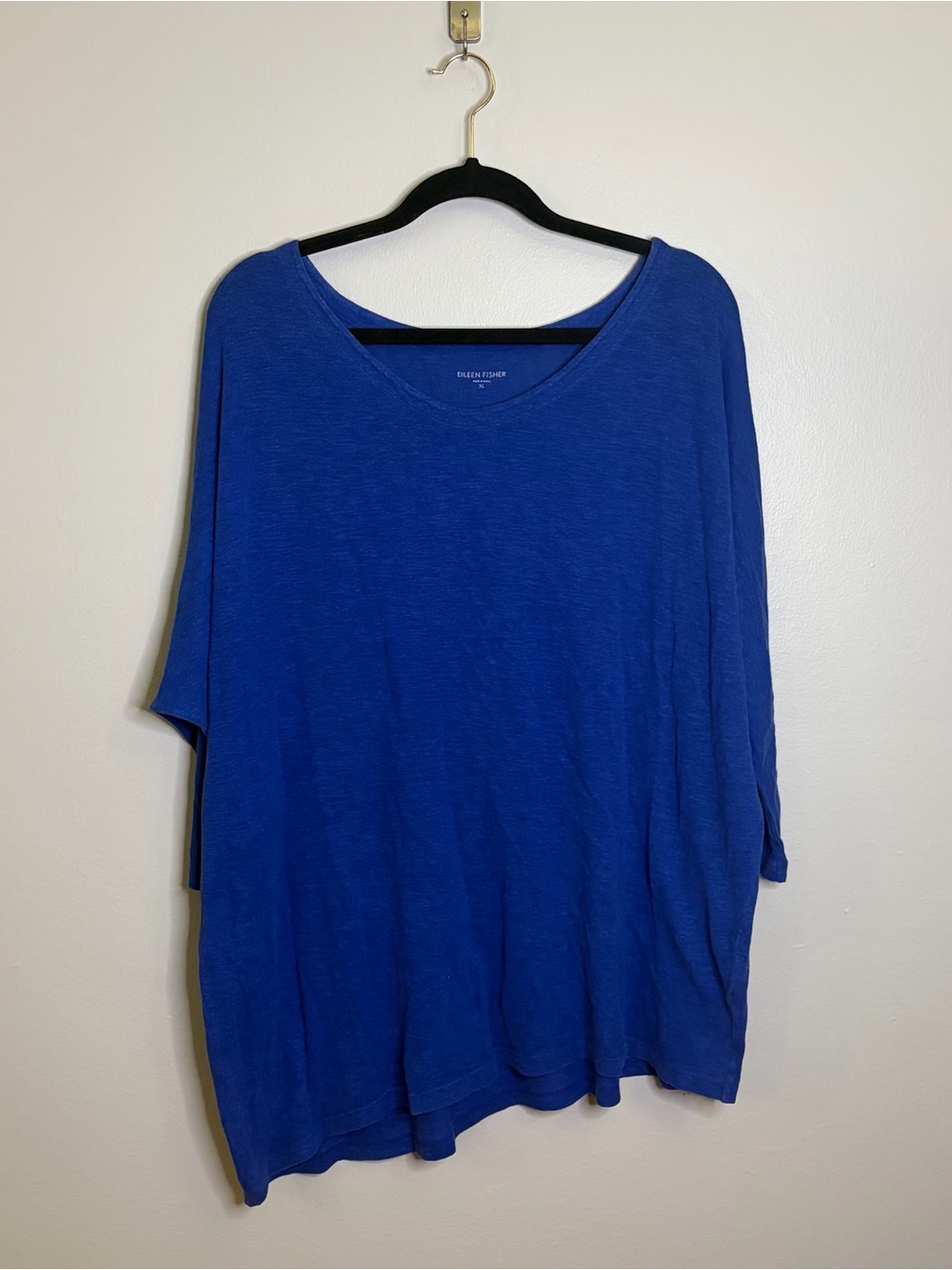 Eileen Fisher Organic Cotton & Hemp Twist Box Top Cobalt Blue